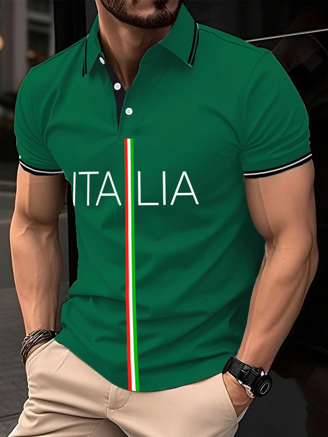 Men's "Italy" printed polo shirt