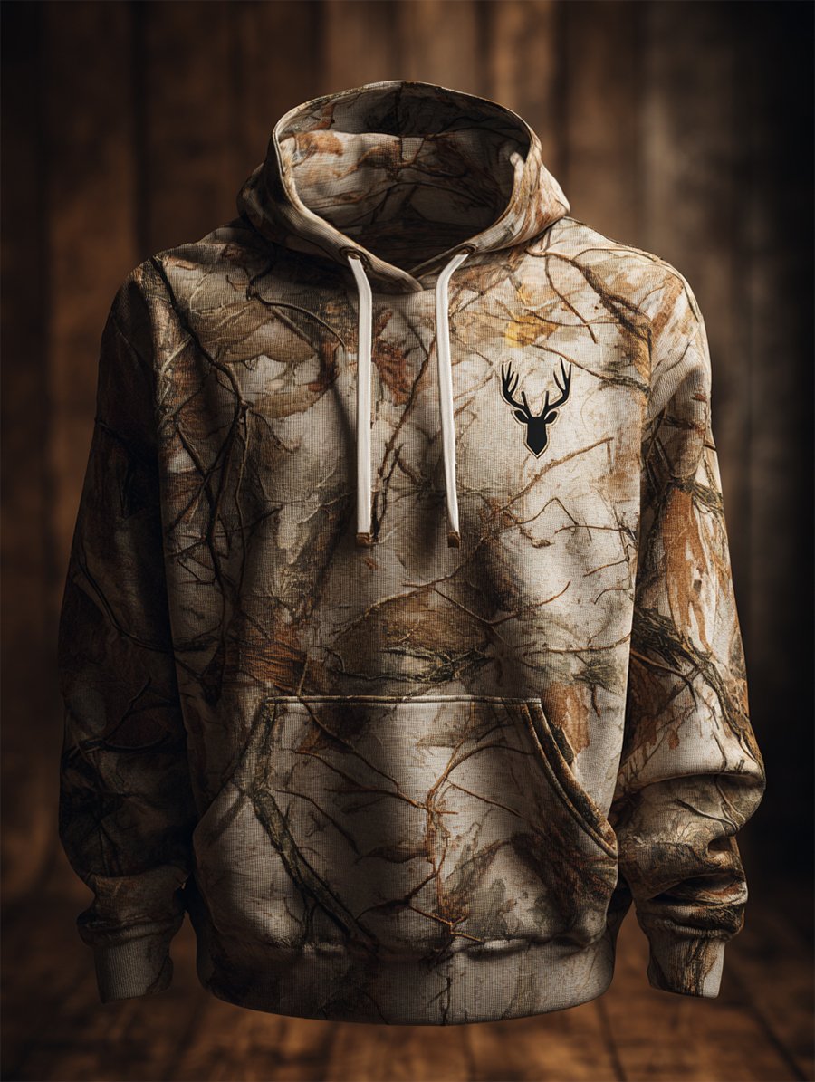 Men's Retro Leaf Camouflage Hunting Hoodie