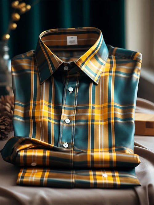 Men's Stripe Print Business Long Sleeve Shirt