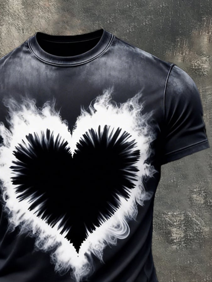 Men's Retro Print Crew Neck Short Sleeve T-Shirt