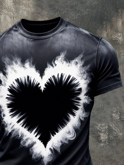 Men's Retro Print Crew Neck Short Sleeve T-Shirt