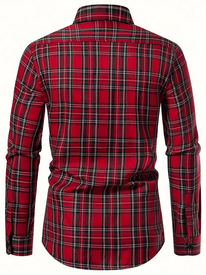 Men's Plaid Business Long Sleeve Shirt