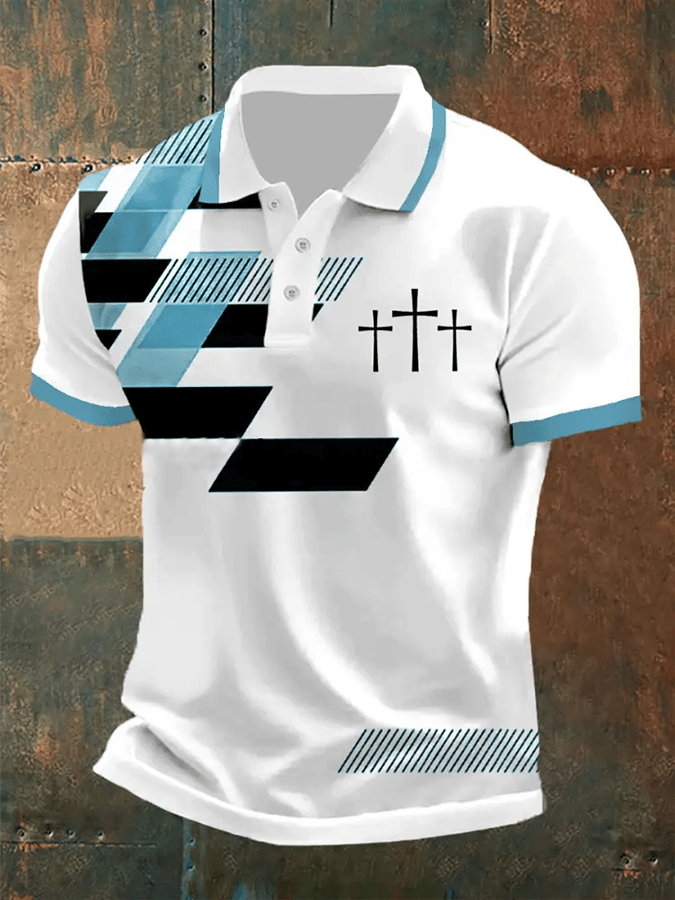Men's Retro Faith Casual Printed Polo Shirt