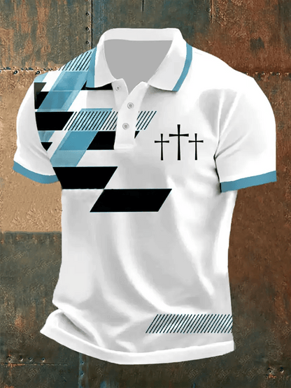 Men's Retro Faith Casual Printed Polo Shirt