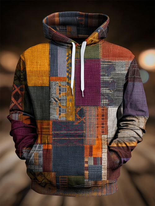 Men's Vintage Geometric Hooded