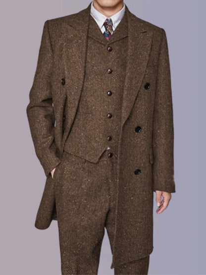 Men's Business Single-Breasted Solid Color Three-Piece Suit