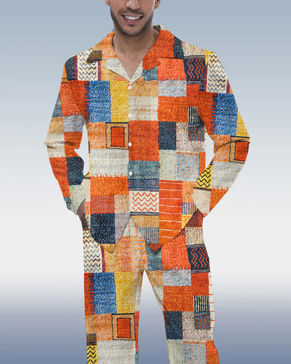 Men's Colorblock Printed Long Sleeve Walking Suit
