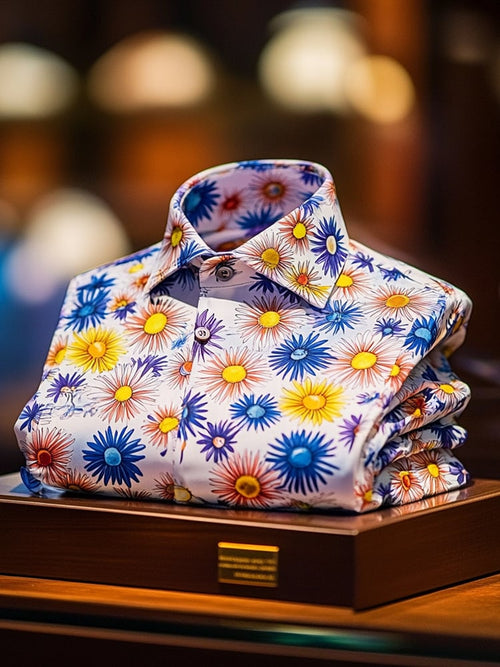 Men's Business Luxury Floral Print Short-sleeved Shirt