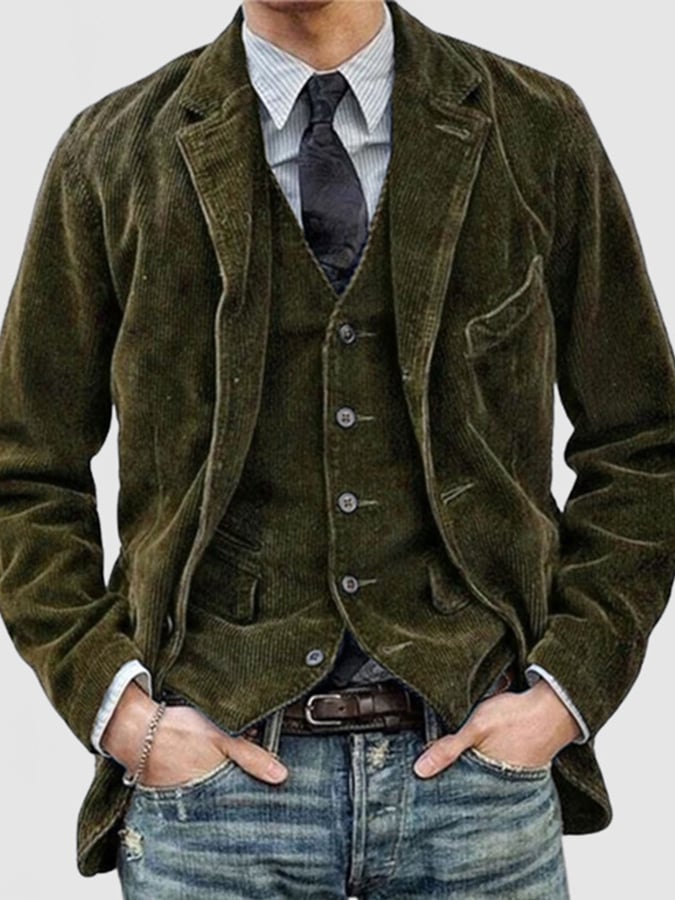 Men's Vintage Single Breasted Pocket Gentleman's Business Suit Jacket