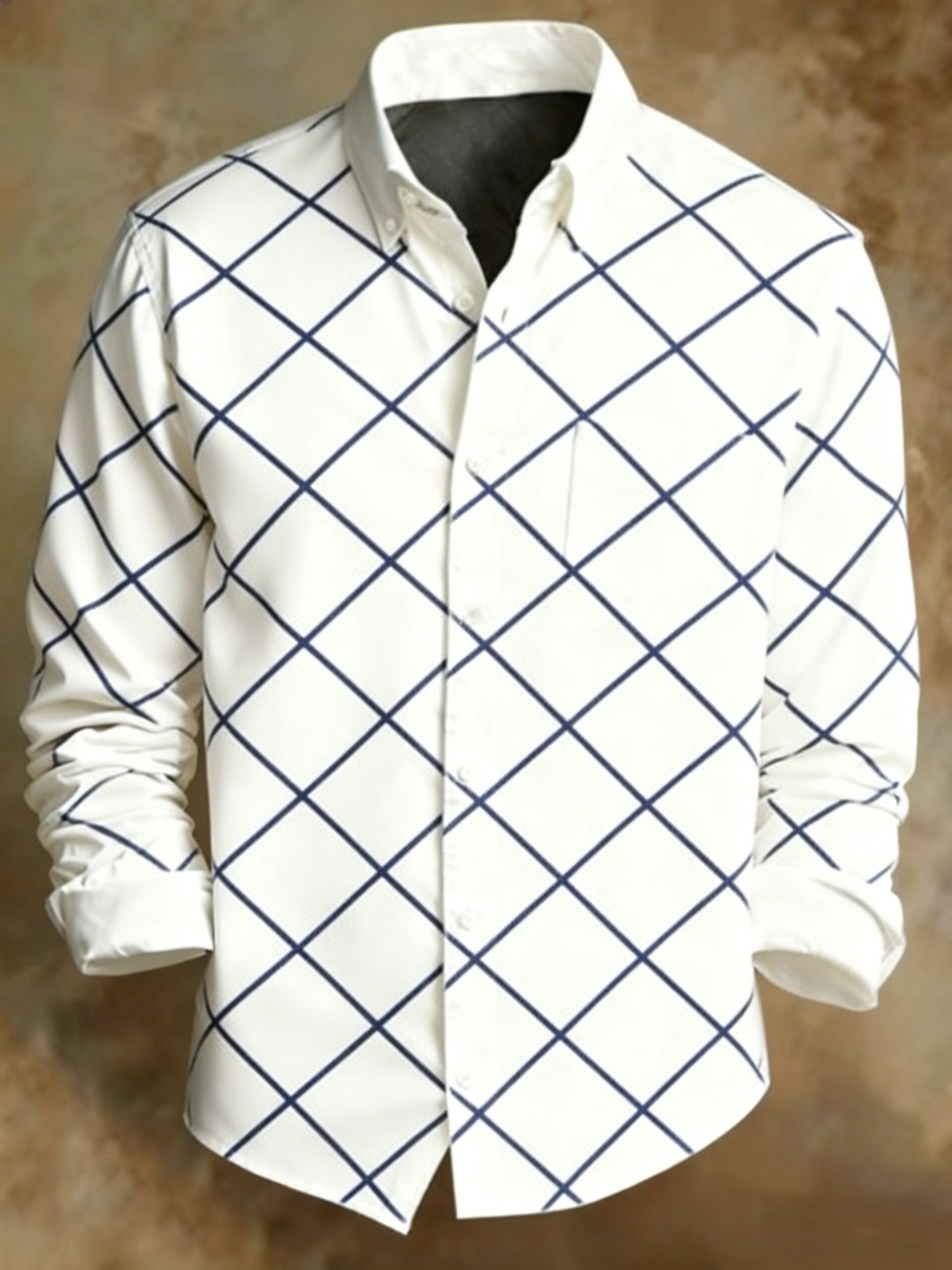 Men's Retro Abstract Art Print Striped Pattern Business Style Shirt
