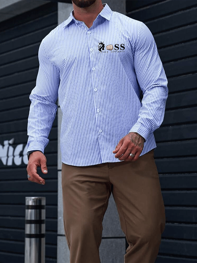 Men's Striped Business Casual Shirt