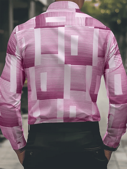 Men's Geometric Design Business Casual Shirt