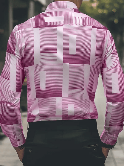 Men's Geometric Design Business Casual Shirt
