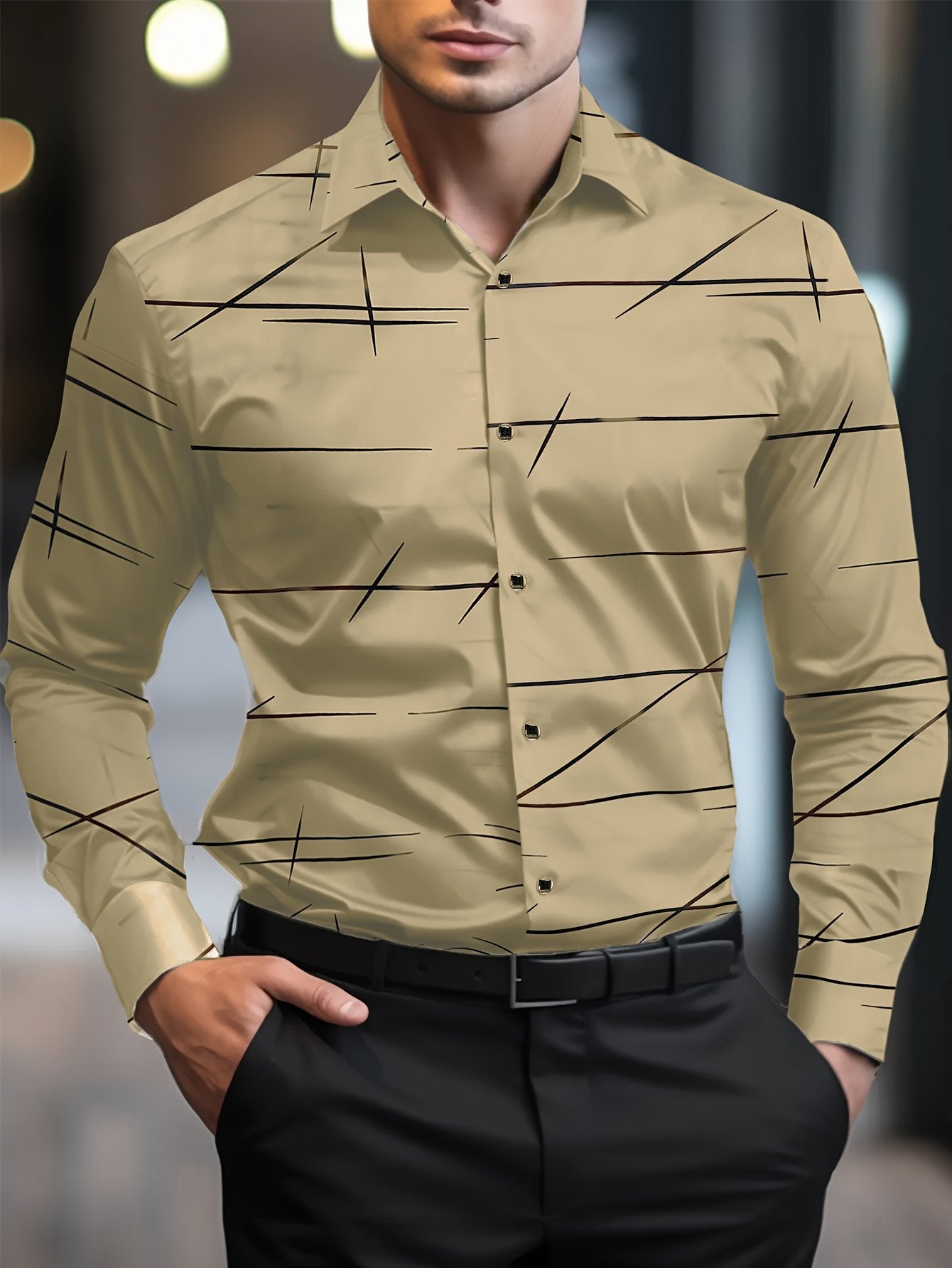 Men's Street Style Business Casual Printed Long Sleeve Shirt