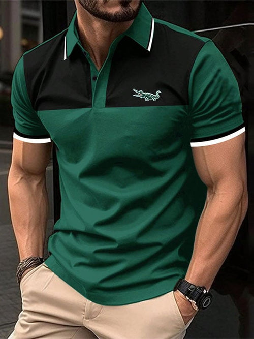 Men's Business Logo Button-Down Short Sleeve Polo Shirt