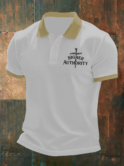 Men's Higher Authority Cross Nails Printed Casual Polo Shirt