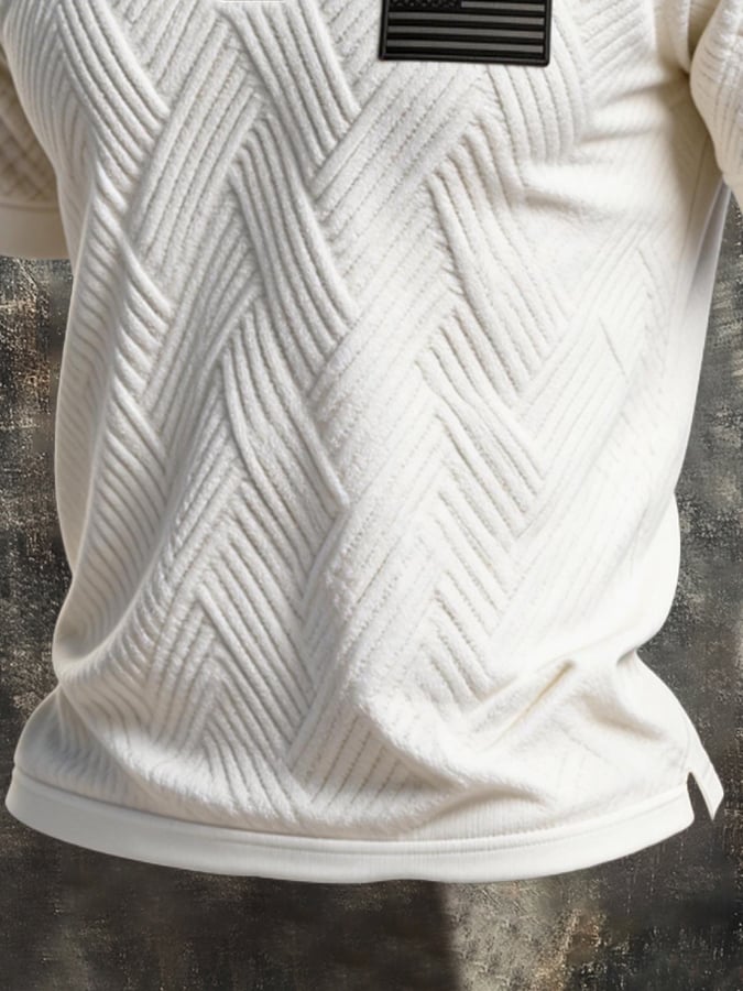 Men's Retro Textured Color-Blocked Polo Collar Short Sleeves