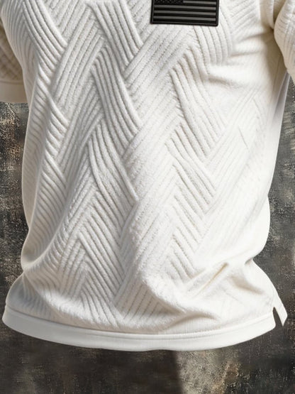 Men's Retro Textured Color-Blocked Polo Collar Short Sleeves