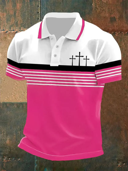 Men's Retro Faith  Casual Printed Polo Shirt