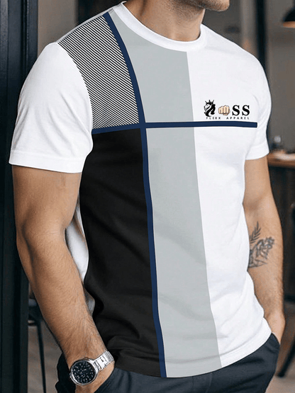 Men's Retro Letter Print Crew Neck T-Shirt