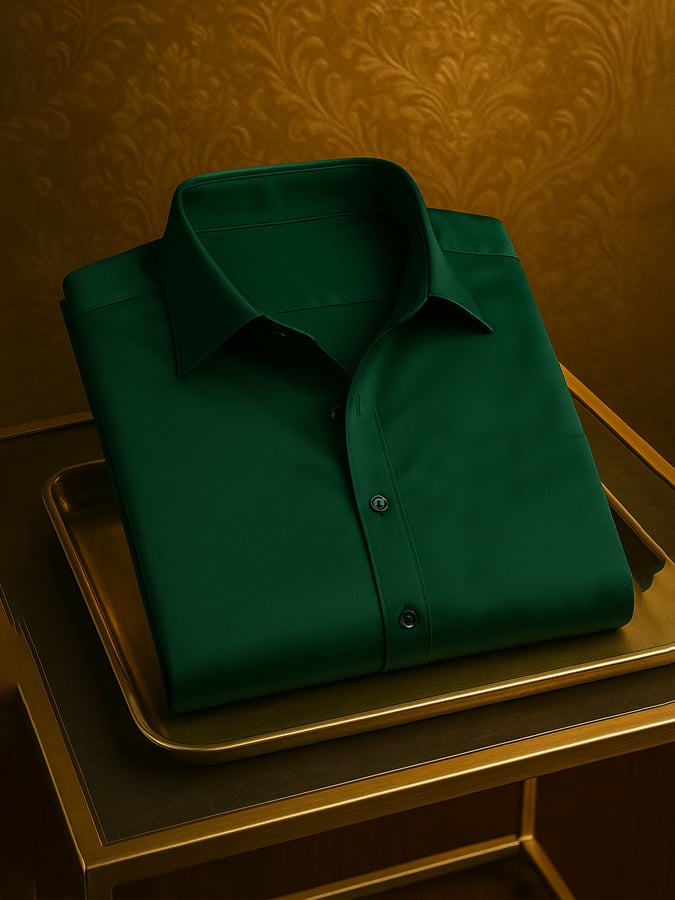 Men's Fashion Business Luxury Satin Short Sleeve Shirt