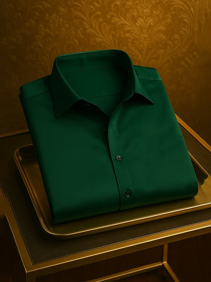 Men's Fashion Business Luxury Satin Short Sleeve Shirt