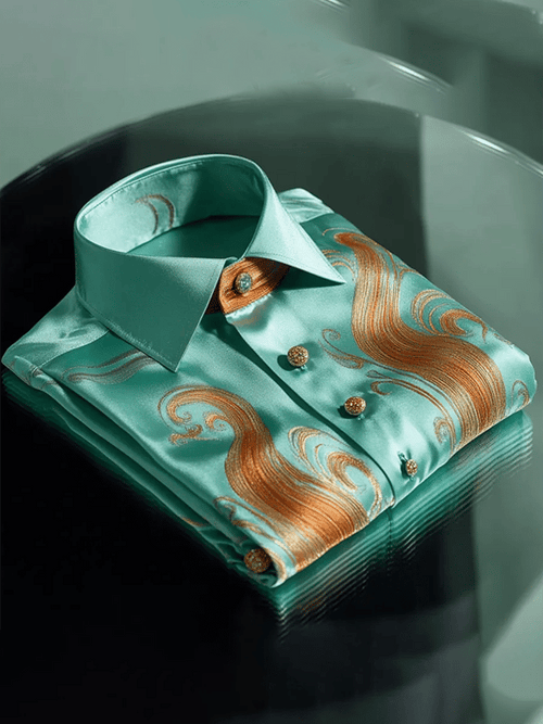 Men's Satin Luxe Print Short Sleeve Button Shirt