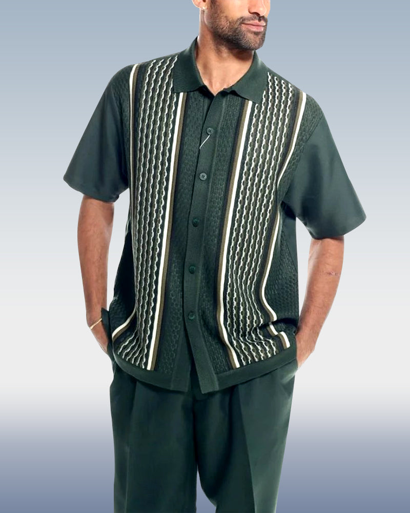 Green Men's 2 Piece Short Sleeve Walking Suit