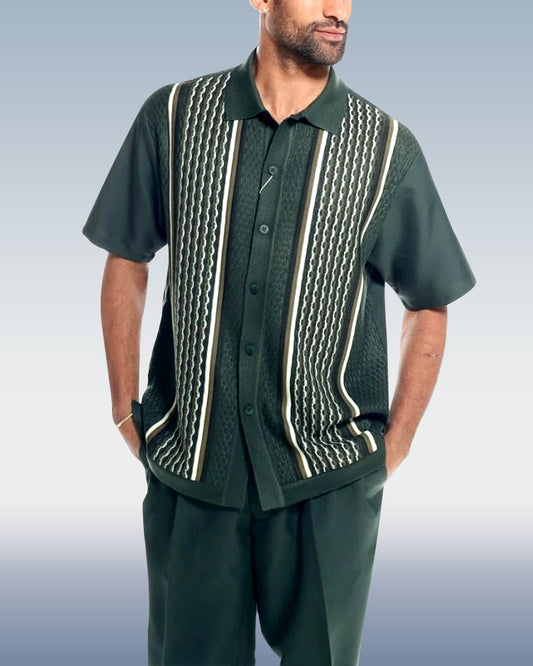 Green Men's 2 Piece Short Sleeve Walking Suit