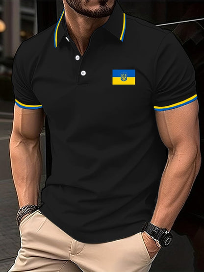 Men's Stylish Contrast Color Ukrainian Polo Shirt