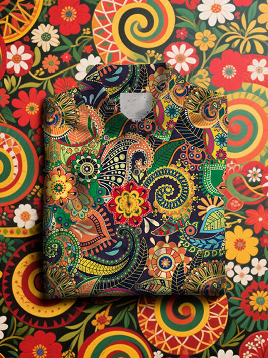 Men's Business Luxury Floral Print Short-sleeved Shirt