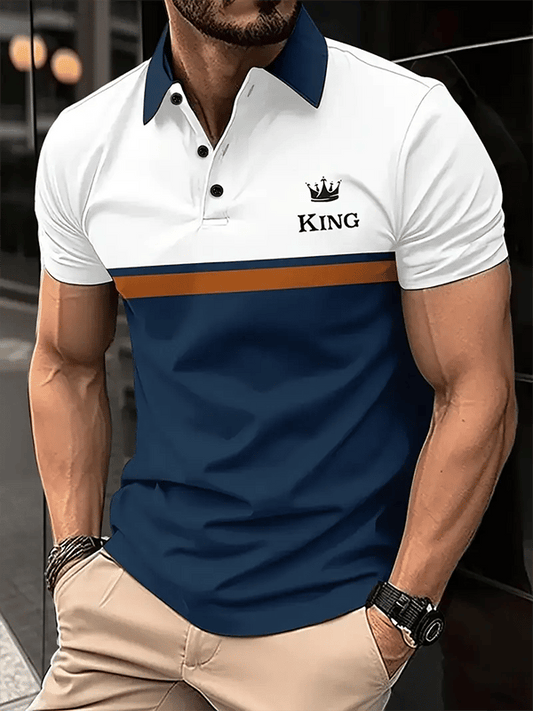 Men's Business Logo Button-Down Short Sleeve Polo Shirt