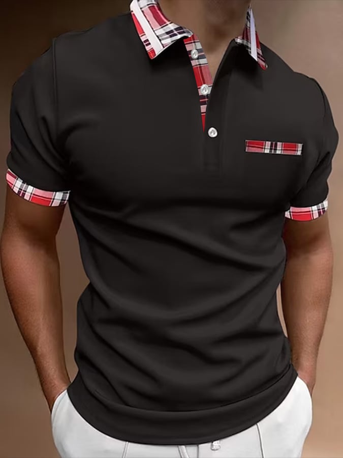 Short Sleeve Printed Pullover Polo Shirt