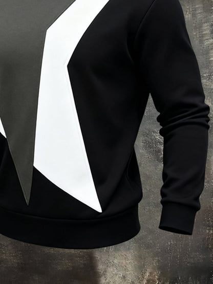 Men'S Stylish Color-Blocked Crewneck Sweatshirt