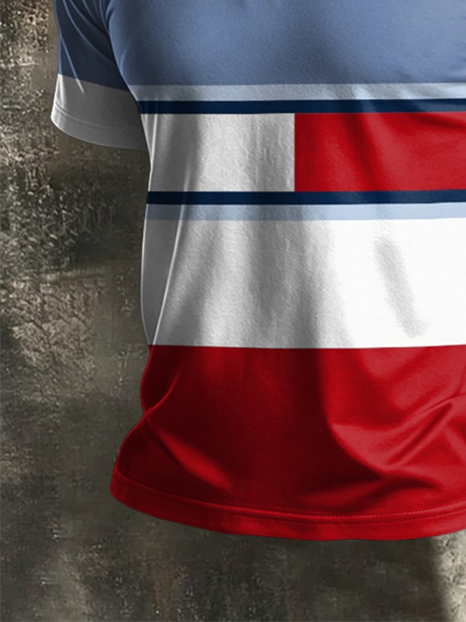 Men's Retro Abstract Art Print Casual Polo Shirt