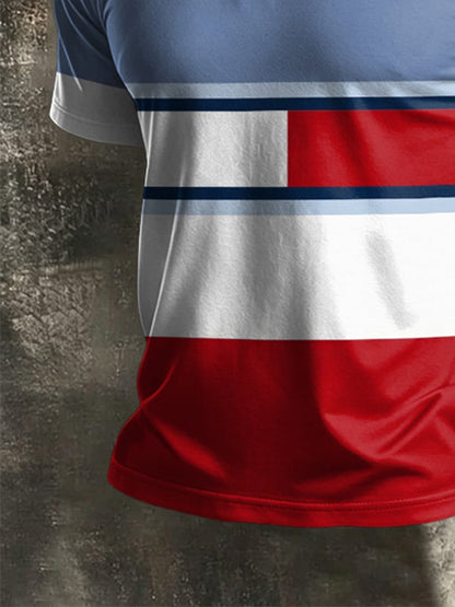 Men's Retro Abstract Art Print Casual Polo Shirt