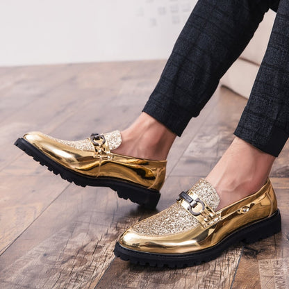 British Fashion Matching Sequin Business Dress Leather Shoes