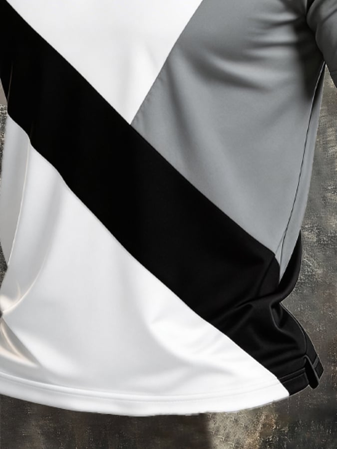 Men's Retro Patriotic Color-Block Short-Sleeve Polo Shirt