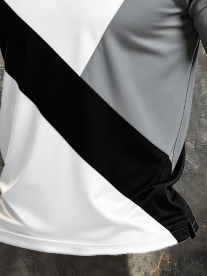 Men's Retro Patriotic Color-Block Short-Sleeve Polo Shirt