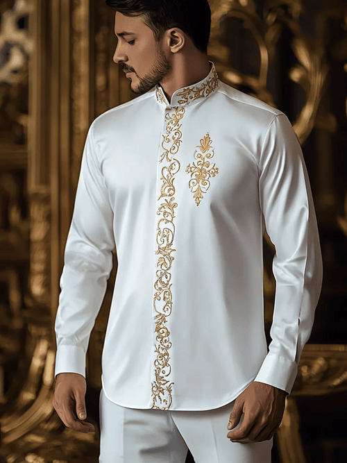 Men's Vintage Luxury Stand Collar Long Sleeve Shirt