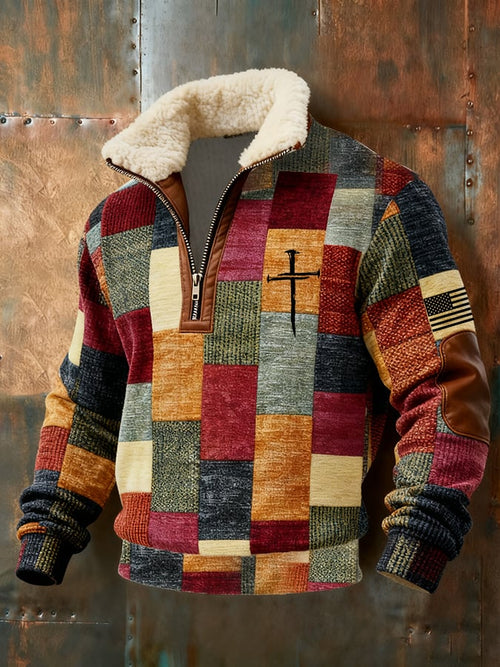 Men's Casual Faith Retro Textured Sweatshirt