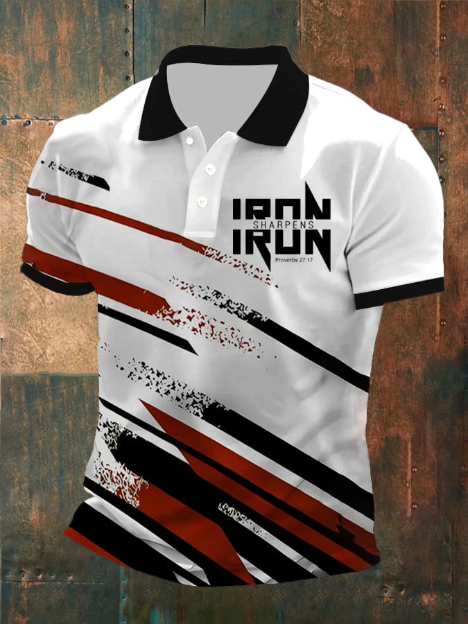 Men's Faith Printed Button Design Polo Shirt