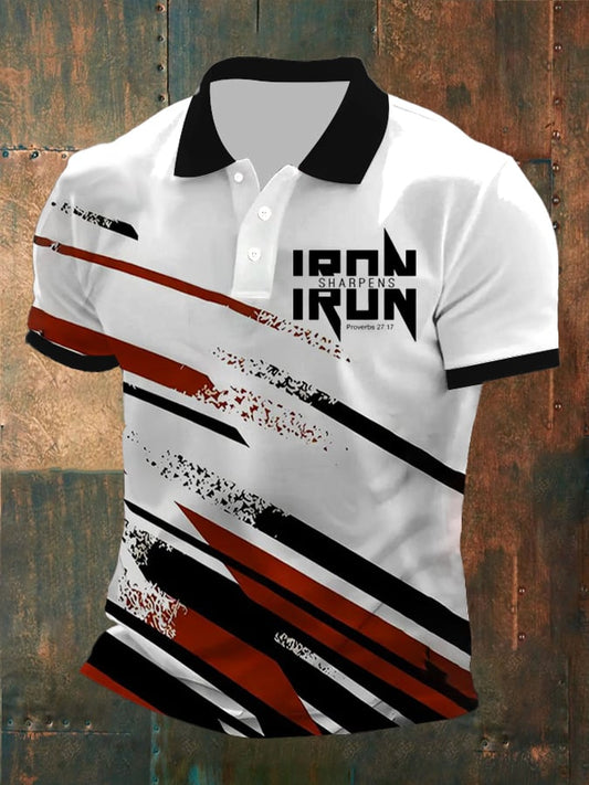 Men's Faith Printed Button Design Polo Shirt