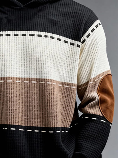 Men's Retro Color Block Print Zipper Sweatshirt