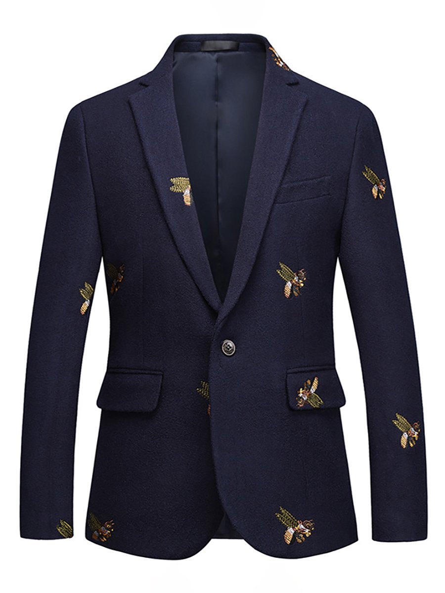 Men's Business Casual Embroidered Suit Jacket