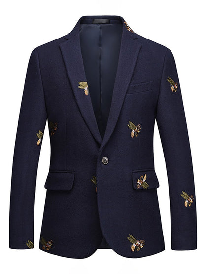 Men's Business Casual Embroidered Suit Jacket