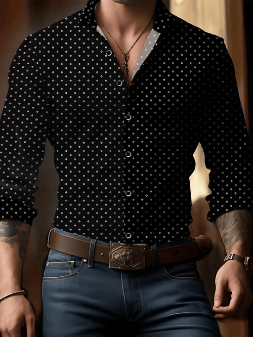 Men's Business Casual Striped Long Sleeve Shirt