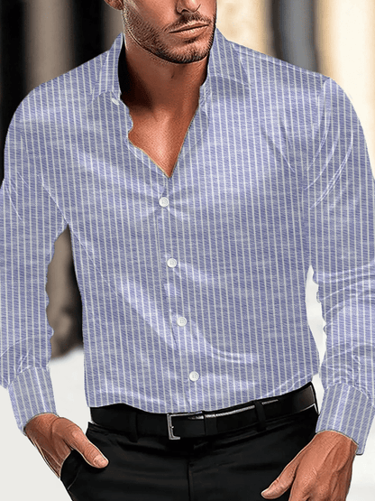 Men's Vintage Business Casual Printed Satin Long Sleeve Shirt
