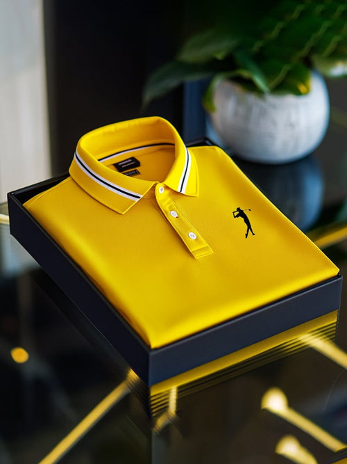 Men's Business Casual Button Short Sleeve Polo Shirt