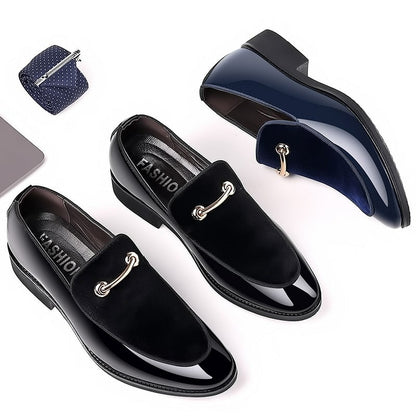 Men's Business Formal Casual Suede Patchwork Loafer Faux Leather Patant Shoes